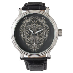 Montre Tête de lion métallique tribal noir cool