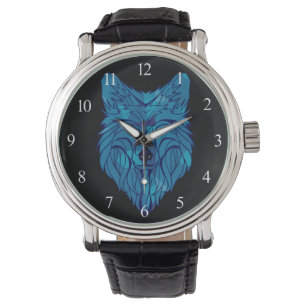 Montre Tête de loup bleu Poly