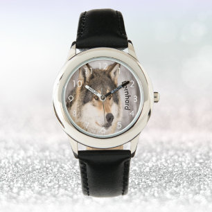 Montre tête de loup faune nom de forêt d'hiver