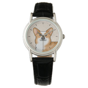 Montre Tête de Pembroke Welsh Corgi Rouge Chien Mignon Po