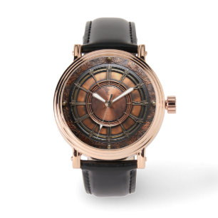 Montre Tête de temps en cuivre Steampunk