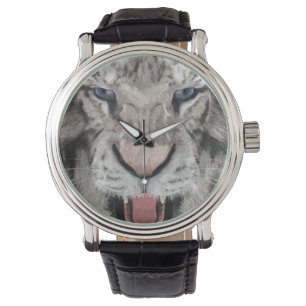 Montre Tête de Tigre Blanc Esthétique Faunique