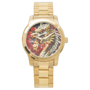 Montre Tête d'or du dragon à respiration par feu