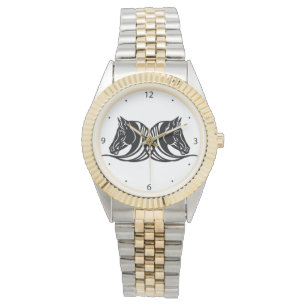 Montre têtes de chevaux noirs
