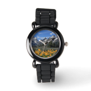 Montre Tetons grand avec les fleurs jaunes