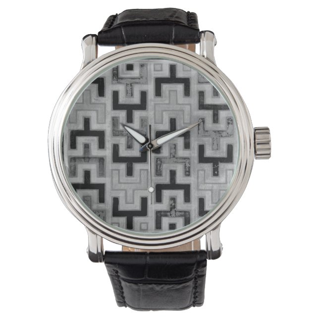 Montre Textile de boue africain avec Motifs géométriques (devant)
