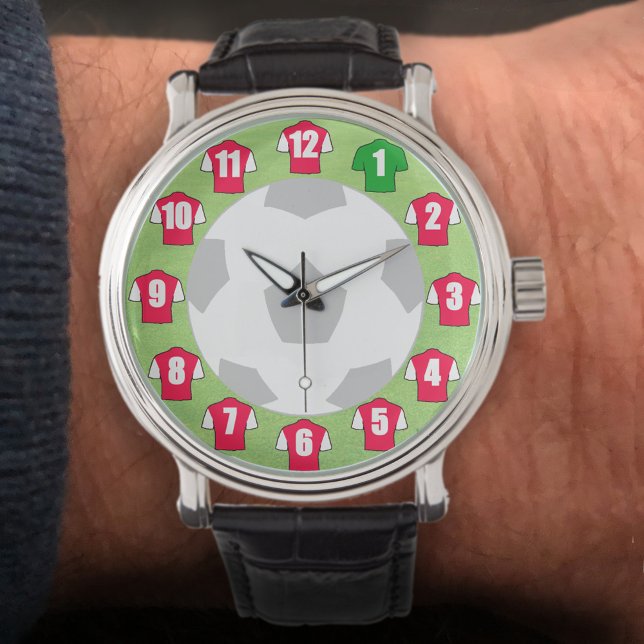Montre Thème de football avec Chemises rouges et blanches (Créateur téléchargé)