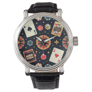 Montre Thème de motif de casino sur fond noir