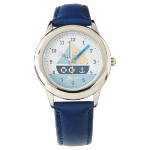 Montre Thème Nautique Élégant Voilier Pour Garçons