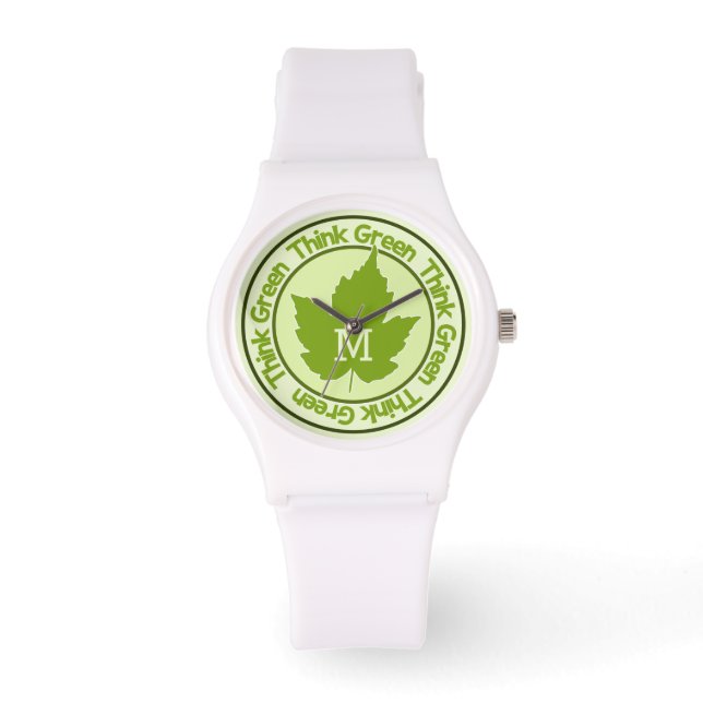 Montre THINK GREEN, monogramme personnalisé (Recto)