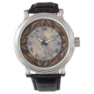 Montre Tigers Yeux Brown Faux Marbre Wrist Watch