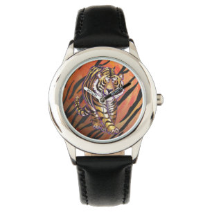 Montre Tigre chaud orange et noir impression Wild Me