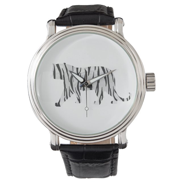 Montre Tigre Silhouette Noir et Blanc (devant)