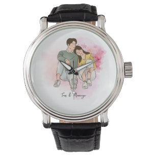 Montre Tirage ligne personnalisée Valentines cadeau de jo