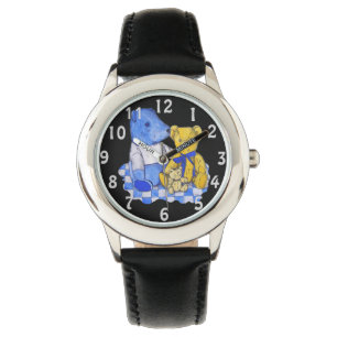 Montre tissu bleu de pique-nique de contrôle avec trois