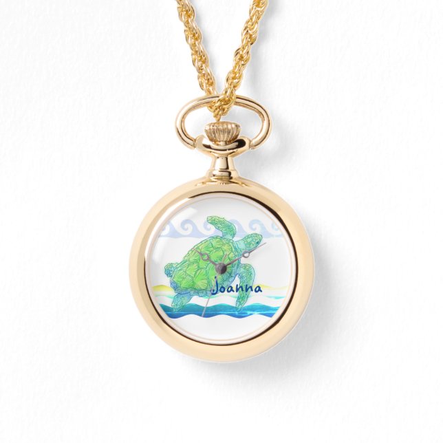 Montre Tortue bleue et verte (Recto)