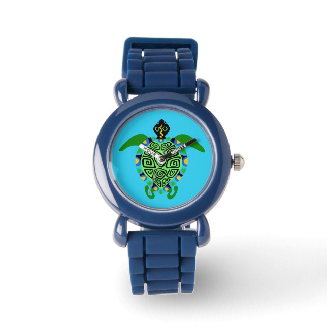 Montre TORTUE de mer animale en péril - Faune - Aqua - (Recto)