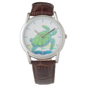 Montre Tortue de mer bleue et verte
