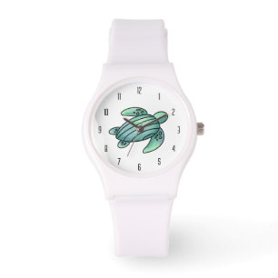 Montre tortue de mer peinte à l'aquarelle dessin animé bl
