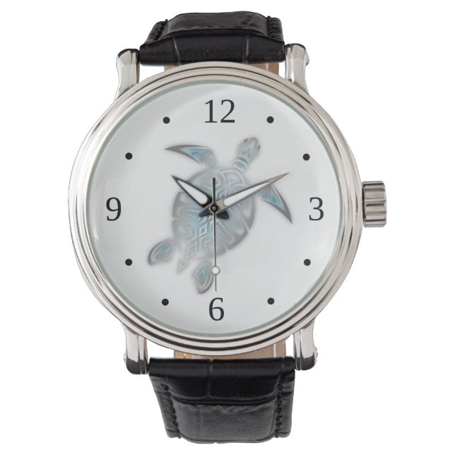 Montre Tortue marine argentée blanche (devant)