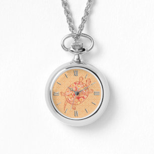 Montre Tortue tourbée fractale - nuances de mandarine ora