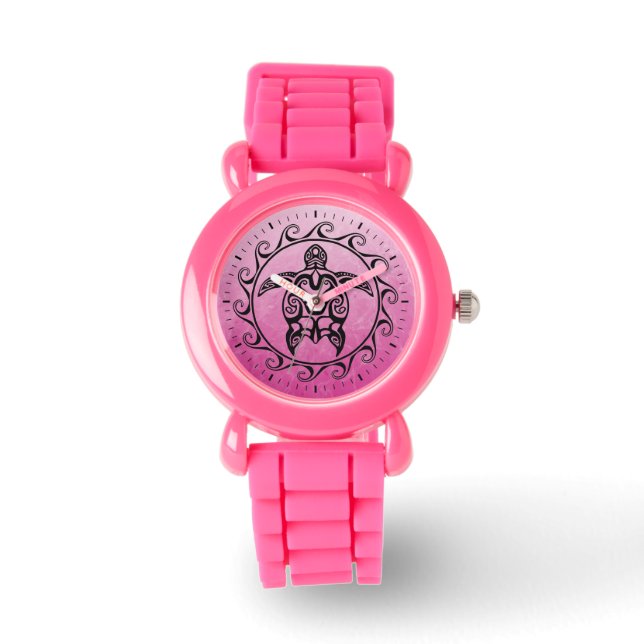 Montre Tortue tribale noire (Recto)