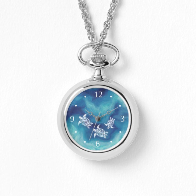 Montre Tortues blanches dans l'océan bleu (Recto)