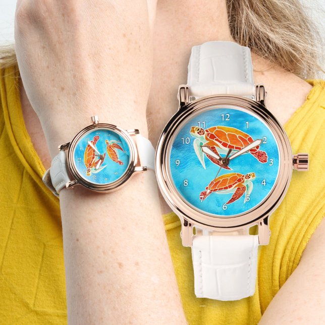 Montre Tortues marines Vie marine Eau bleue (Créateur téléchargé)