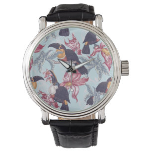 Montre Toucans Avec Fleurs Exotiques