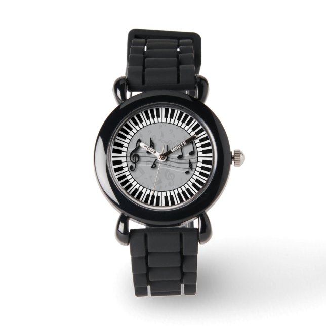 Montre Touches de piano circulaires avec centre de notes  (Recto)
