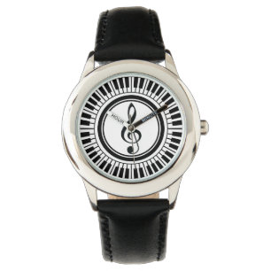 Montre Touches de piano circulaires et Clé de fer