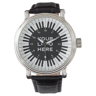 Montre Touches de piano noir et blanc avec logo Customisé