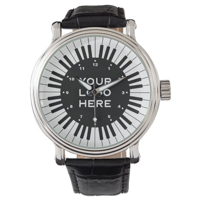 Montre Touches de piano noir et blanc avec logo Customisé (devant)