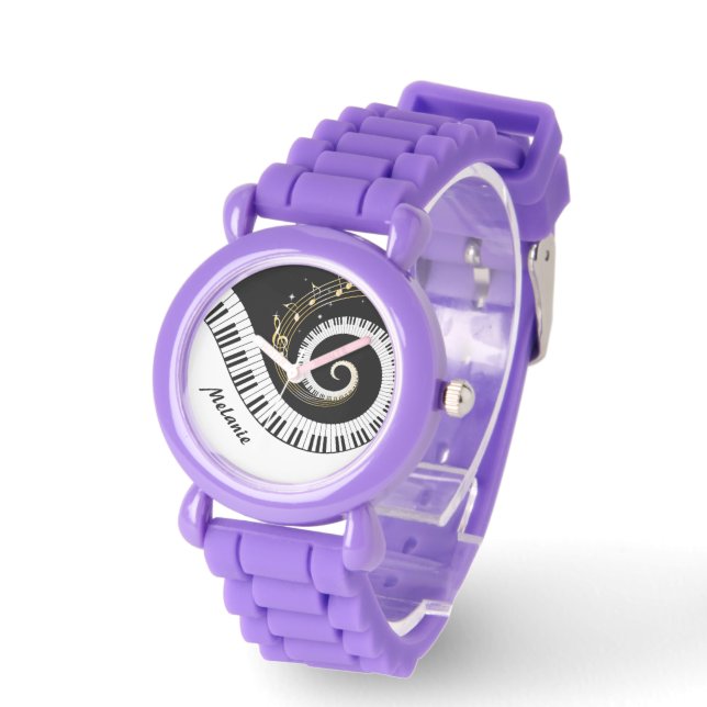 Montre Touches de piano personnalisables et notes de musi (Angle)
