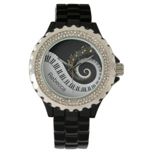 Montre Touches de piano personnalisées et notes de musiqu