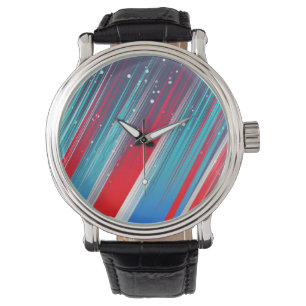 Montre Touches de pinceau abstraites rouges blanches bleu