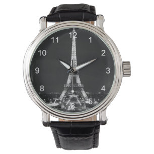 Montre Tour Eiffel en noir et blanc