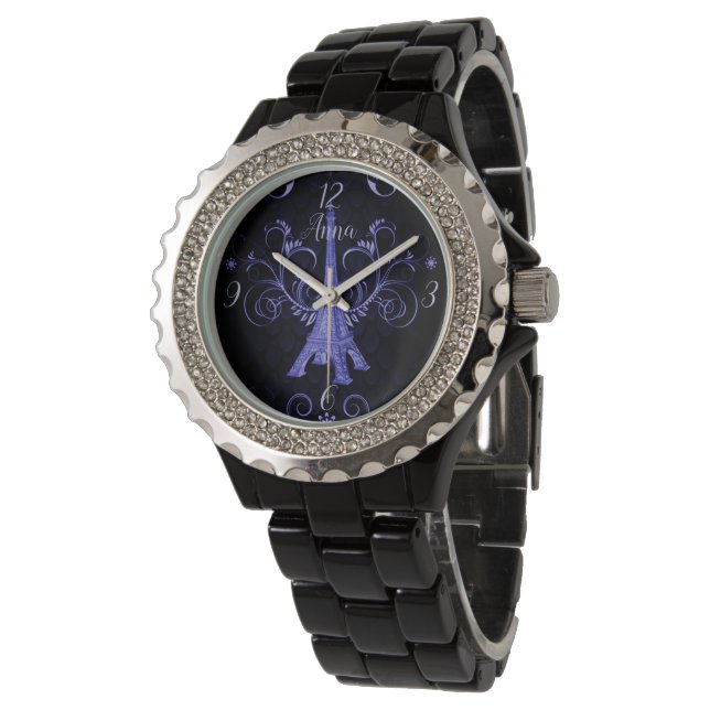 Montre Tour Eiffel Flore violet (Incliné)