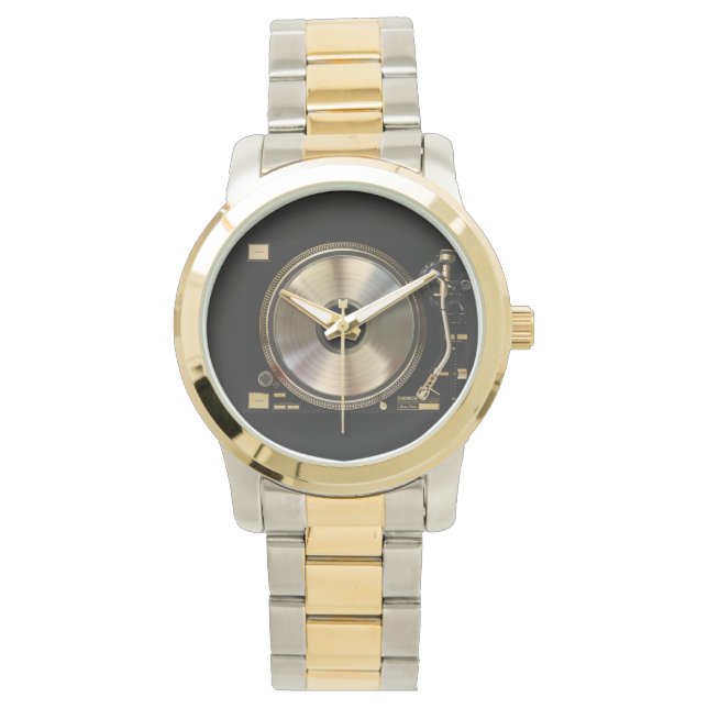 montre tourne-disque or (devant)