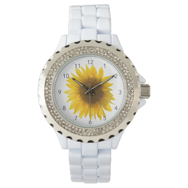 Montre Tournesol citation "Les fleurs sont du bonheur" (devant)