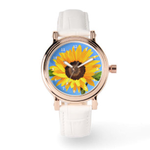 Montre Tournesol Jaune Contre le Soleil sur Ciel Bleu - É