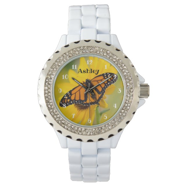 Montre Tournesol papillon monarque (devant)