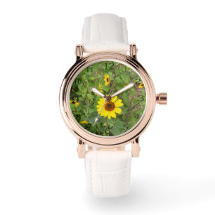 Montre Tournesols jaunes soufflant dans le vent,