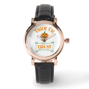 Montre Tracer ou traiter les os croisés Halloween visage