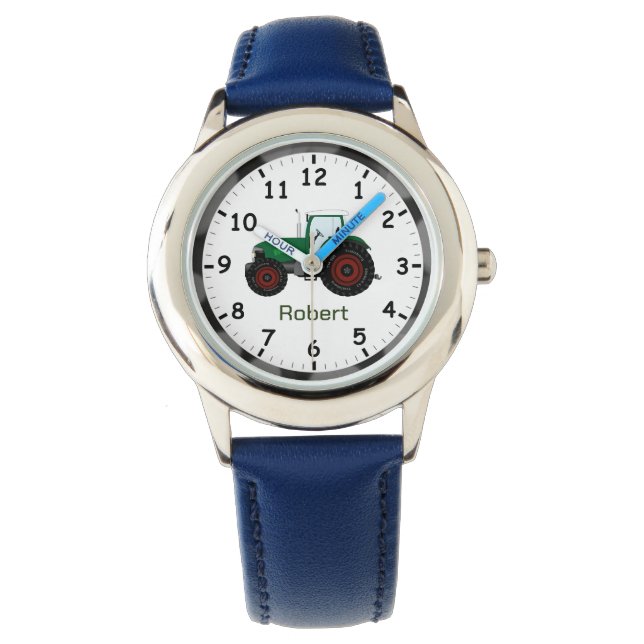 Montre Traceur de ferme vert avec de grands pneus rouges  (devant)