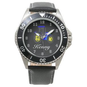 Montre tracteur jaune et bleu