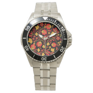 Montre traditionnelle russe de Khokhloma d'art