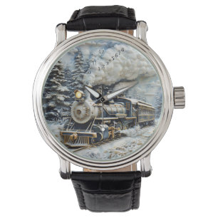 Montre Train à vapeur au pays des merveilles hivernales.