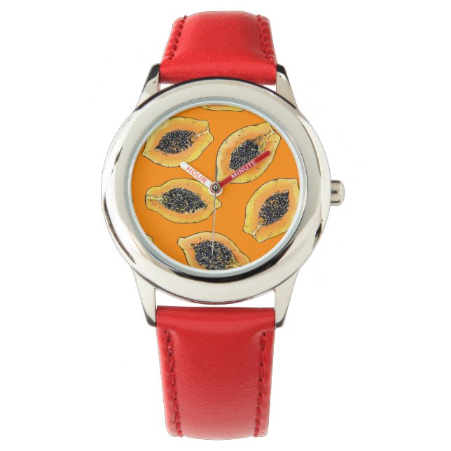 Montre Tranches de Papaya sur orange (devant)