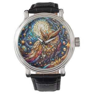 Montre Tranquillité en verre Une fenêtre en verre floral